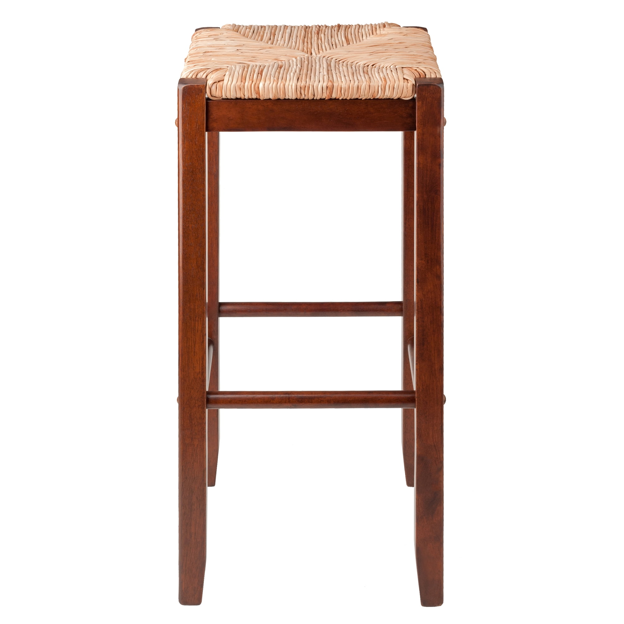 Winsome Wood Kaden Rush Seat Bar Stool Set, 29", Walnut Finish