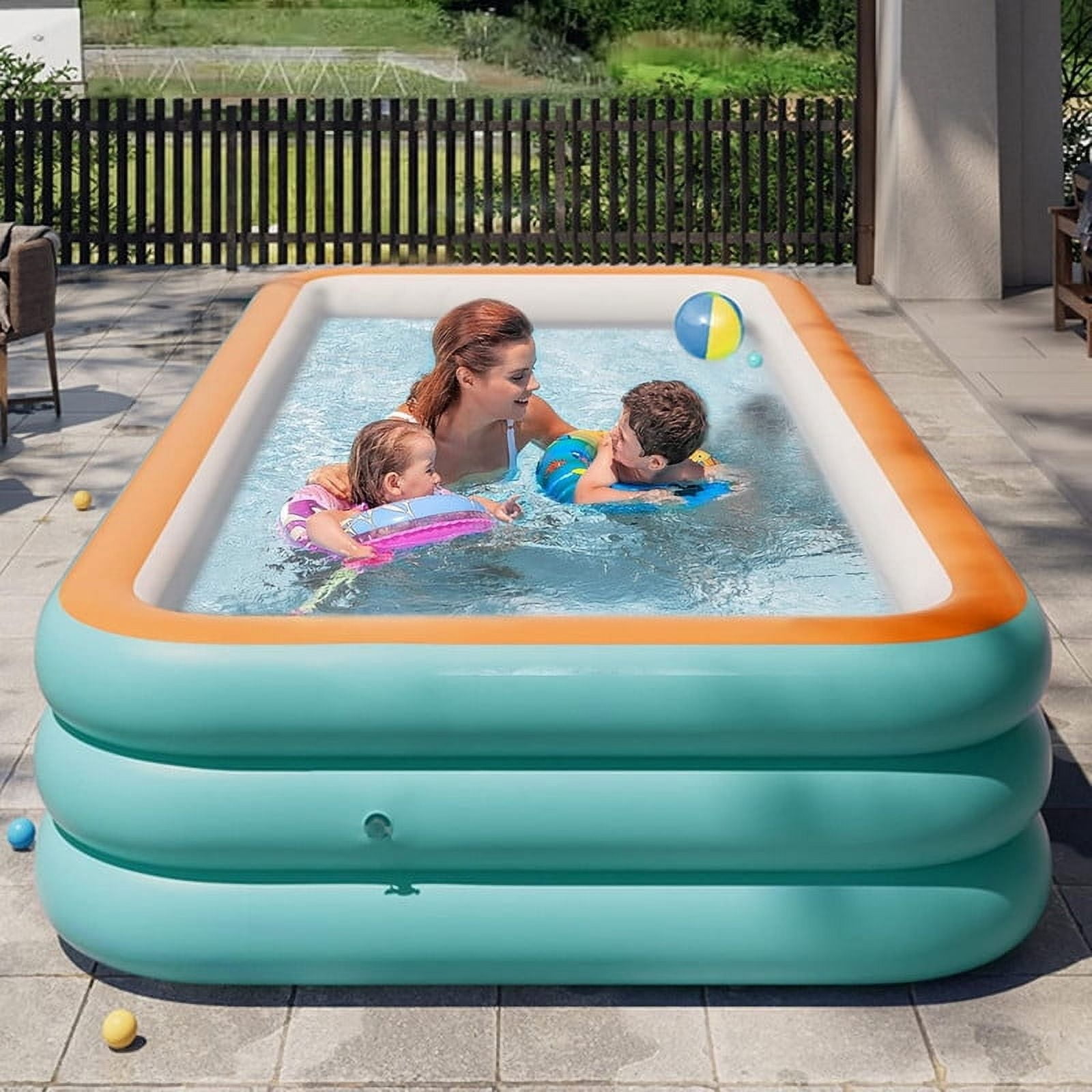Inflatable Swimming Pools, Rectangular Inflatable Swimming Pool for Kids, Family Blow up Pool, Lounge Inflatable Pool for Backyard Garden Outdoor, Easy to Inflatable