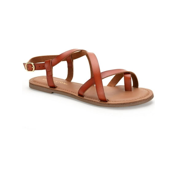 Sun   Stone Womens Roxxie  Faux Leather Toe Loop Strappy Sandals