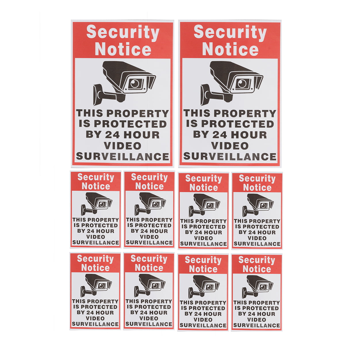 Window Business Sticker Set Monitored By Video Camera Sign 