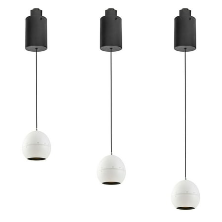 

FSLiving 10W Zoomable Track Pendnat Light J-Type Retractable Lift Droplight with Aluminum Globe Shade Focusable Spotlight Indoor Island Light Adjustable Wire Lamp for Decor White - 3 Pack