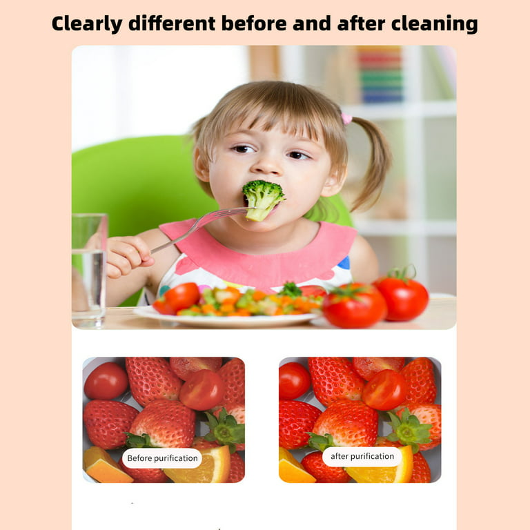 Fruit and Vegetable Cleaner Machine IPX7 Waterproof Fruit Vegetables  Washing Cleaner 3000mAh USB Wireless Fruit Vegetable Washer Food Purifier  for Seafood Rice Meat Food Cleaner 