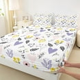 thumbnail image 3 of Homewish Cute Loves Full Size Sheets,Cartoon Flower Floral Bed Sheets,White Purple Yellow Sheet Sets For Girl,Super Cozy Room Decor,4pcs, 3 of 7