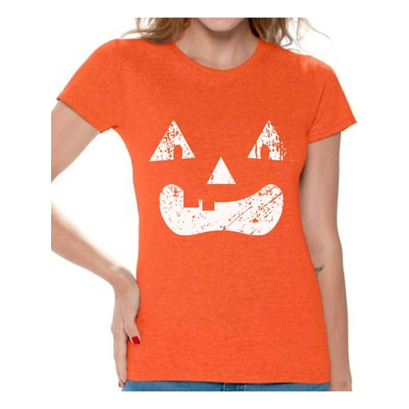 Awkward Styles Halloween Shirts For Women Jack O Lantern Tshirt Halloween Gifts For Her Pumpkin Face Shirt Spooky Tops