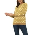 thumbnail image 4 of SUDADERA DE PUNTO DE MANGA LARGA CON HOMBROS CAÍDOS Y CUELLO REDONDO DE POLKA DOTS PARA MUJERES INSPIRE CHIC TALLA XS AMARILLO, 4 of 6