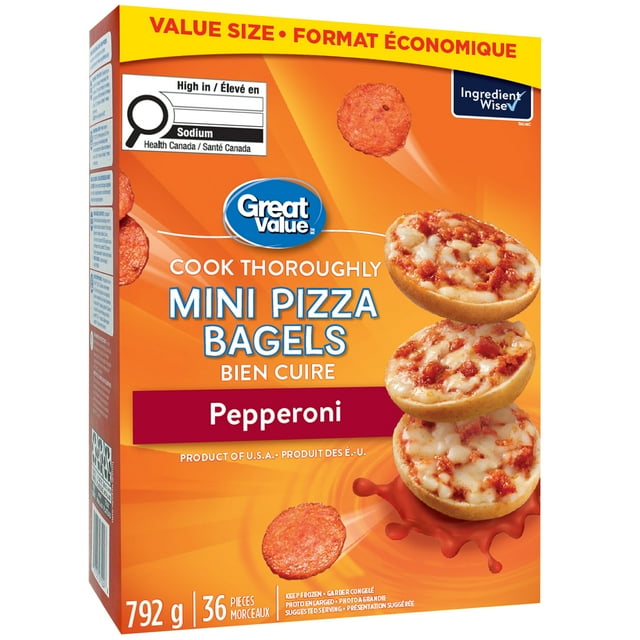 Great Value Pepperoni Mini Pizza Bagels, 792g