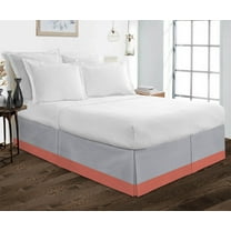 D.N.G. BEDDINGS 1 Piece Split Corner Two Tone Tailored Bed Skirt, Full Size 26 Inch Deep Pocket, 800 Thread Count, 100% Egyptian Cotton, Solid Silver/Brick Red Color.