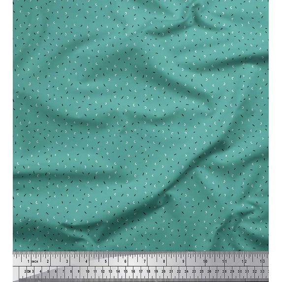 Soimoi Poly Georgette Fabric Hand Drawn Curve Small Print Fabric by The Yard 52 Inch Wide