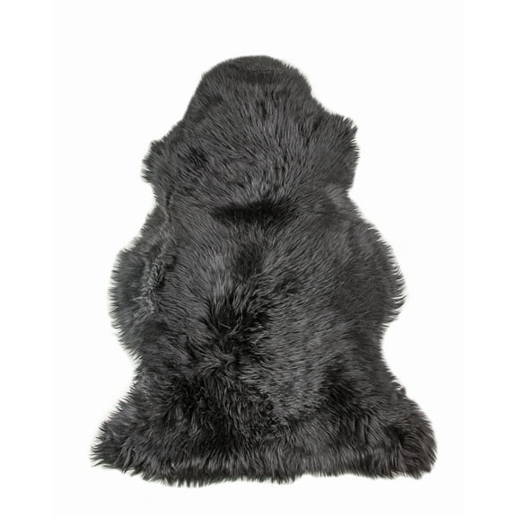 Natural Milan Sheepskin Single Rug | Black | 2'x3'