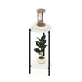 thumbnail image 5 of Furinno Besi 2-Tier Modern Tall Round Side End Table with Sturdy Metal Legs, White/Black, 5 of 6