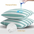 thumbnail image 4 of Throw Pillow Covers 26x26 Inch Set of 2, Green Stripes Waterproof Outdoor Pillow Covers, Simple Green White Texture Decorative Cushion Pillowcases for Couch, Sofa, Bed, Garden, Patio, 4 of 9