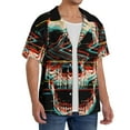 thumbnail image 4 of Xecao offers the Glitch Screaming Skull for Men's Casual Short-sleeved Shirt, a button-up collared shirt with a pocket, perfect for beach vacations and yacht travel in the XX-Large size., 4 of 7