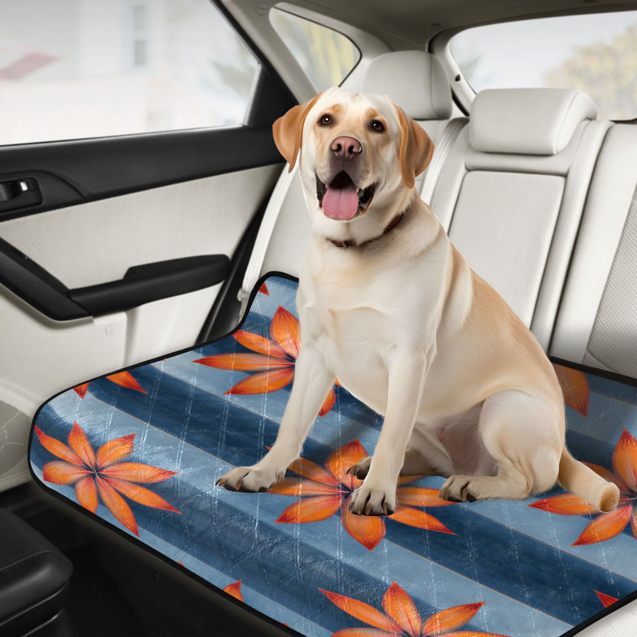 Washable Pet Pee Pads with Super Absorbent Reusable Training Pads for Dogs & Cats Orange Large Flowers