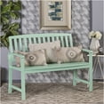 thumbnail image 4 of JERFIT Acacia Wood Bench for Outdoors, Farmhouse Style Garden Patio Seating with Light Mint Finish, 48.5 Inch Backyard Bench, 4 of 10
