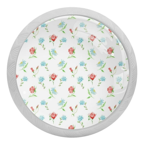 4PCS Round Flowers and Leaves Cabinet Fluorescence Knob Glowing in the Dark Furniture Drawer Pulls Handle with Screws