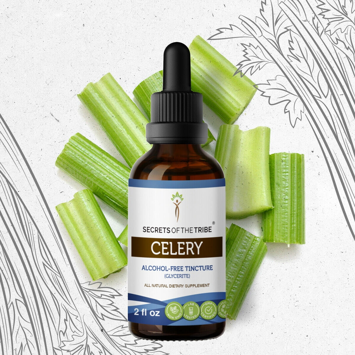 Celery Tincture AlcoholFREE Extract, Organic Celery Apium graveolens