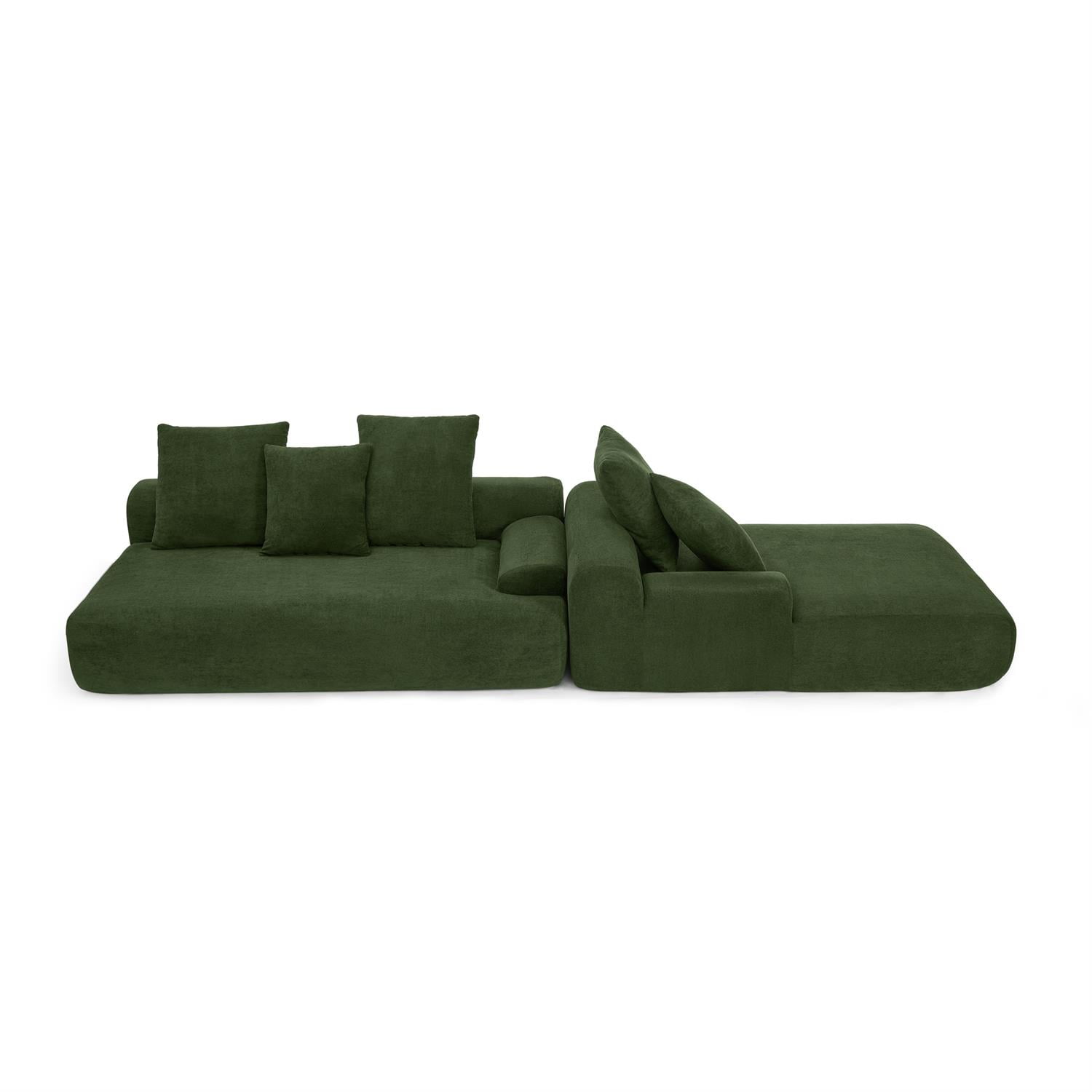 Demi Bonn 110"x67" Velvet L-Shape Sectional Sofa, Modern Upholstered Modular Couch for Living Room/Bedroom Furniture, Green