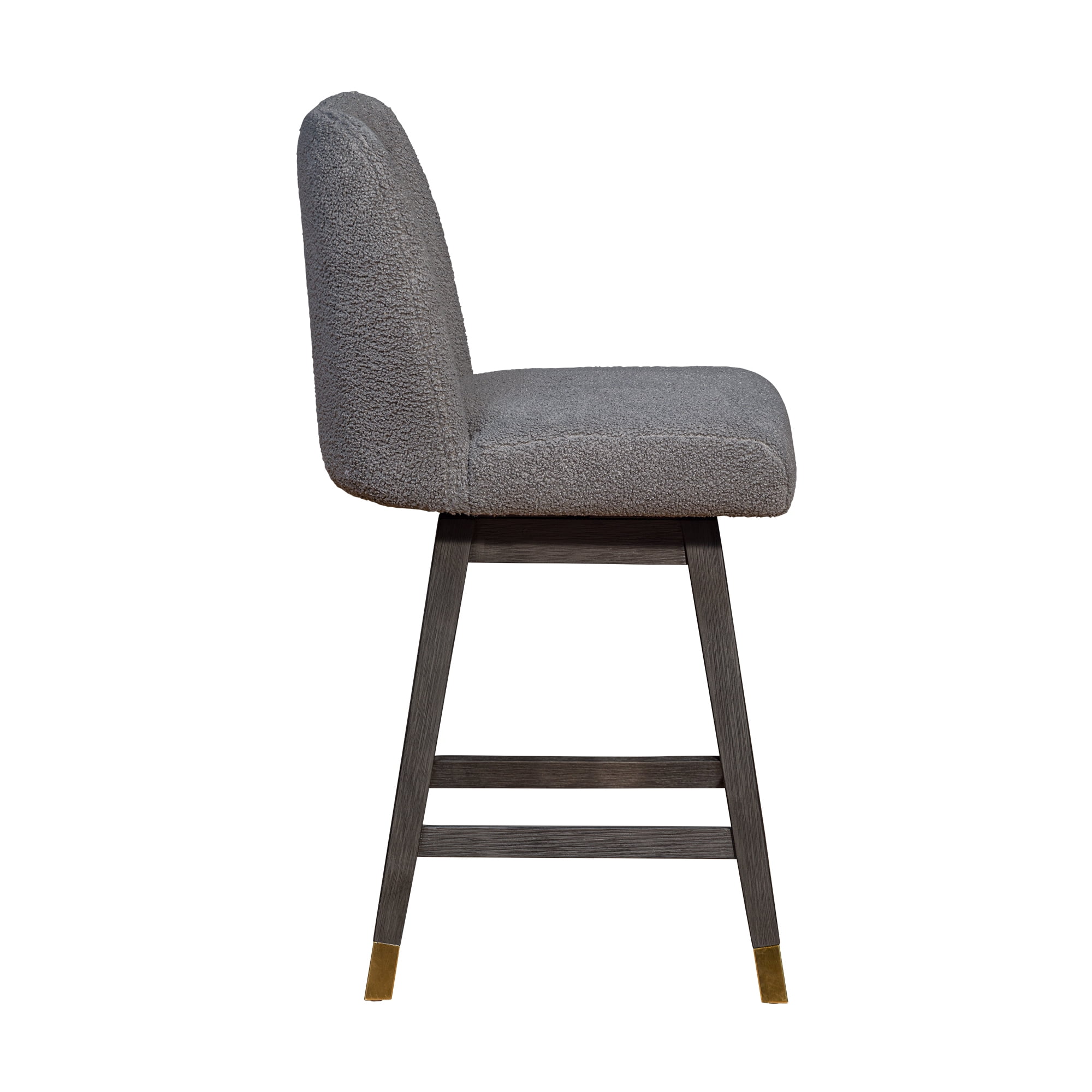 Amelia Swivel Counter Stool in Gray Oak Wood Finish with Gray Boucle Fabric - Set of 3