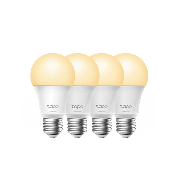 TP-Link Tapo Smart Light Bulbs, 800 Lumens (60W Equivalent), 2700K Soft Warm White LED Bulb, Dimmable, Compatible with Alexa and Google Home, No Hub Required, A19 E26, Tapo L510E(4-Pack)