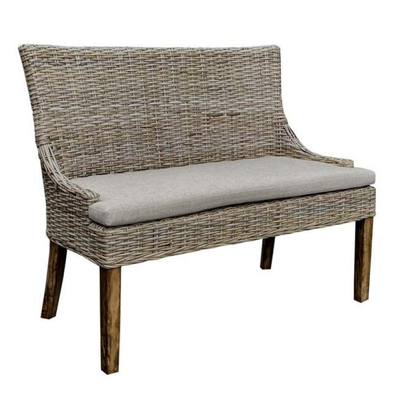 Padma's Plantation Alfresco Dining Settee w/ Seminyak Sand Fabric in Naturral