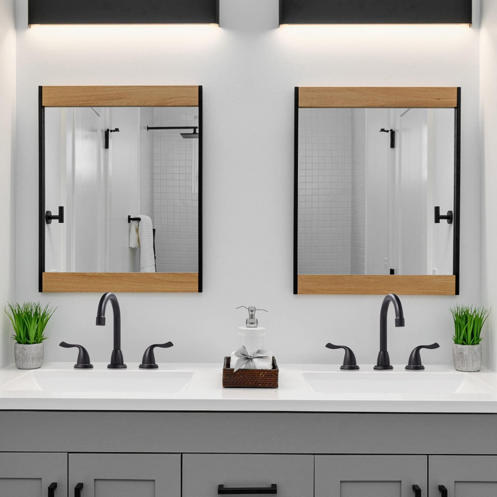 Matte Black Bathroom Faucet 3 Hole, WOWOW 8 Inch Widespread Bathroom Faucet, 2 Handles Bathroom Sink Faucet with Pon Up Drain and cUPC Supply Lines, 360 Swivel Faucet for Bathroom Sink