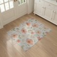 thumbnail image 3 of ODIKA 3'x5' Green Soft Peach Floral Elegance Washable Throw Rug Delicate Blooms with Insect Accents for Entryway, Kitchen, Mudroom, Stain Resistant, Low Profile, Non-Slip, 3 of 7