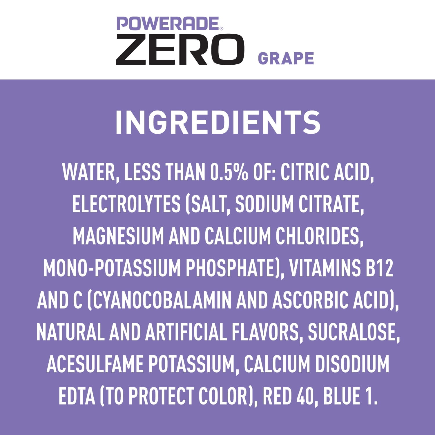 POWERADE Electrolyte Enhanced Zero Sugar Grape Sport Drink, 28 fl oz, (Pack of 8)