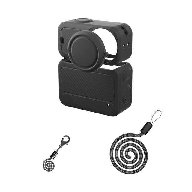 Silicone Protective Case & Lens Cap Kit for DJI OSMO NANO - Anti-Loss Lanyard & Strap, Full-Body Camera Protection Accessories