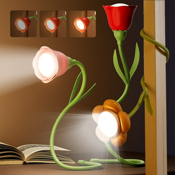 Sentmoon Flower Lamp Unique Wireless Flower Desk Lamp Flexible Gooseneck Rechargeable LED Lamp with USB Charging Port 3 Color Modes and Stepless Dimming for Office Desk Decor Mood Lighting