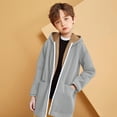 thumbnail image 5 of Lmnyox Jackets for Kids Zipper Up Long Sleeve Fleece Lined Hooded Coats Plain Loose Jackets with Pockets, 5 of 7