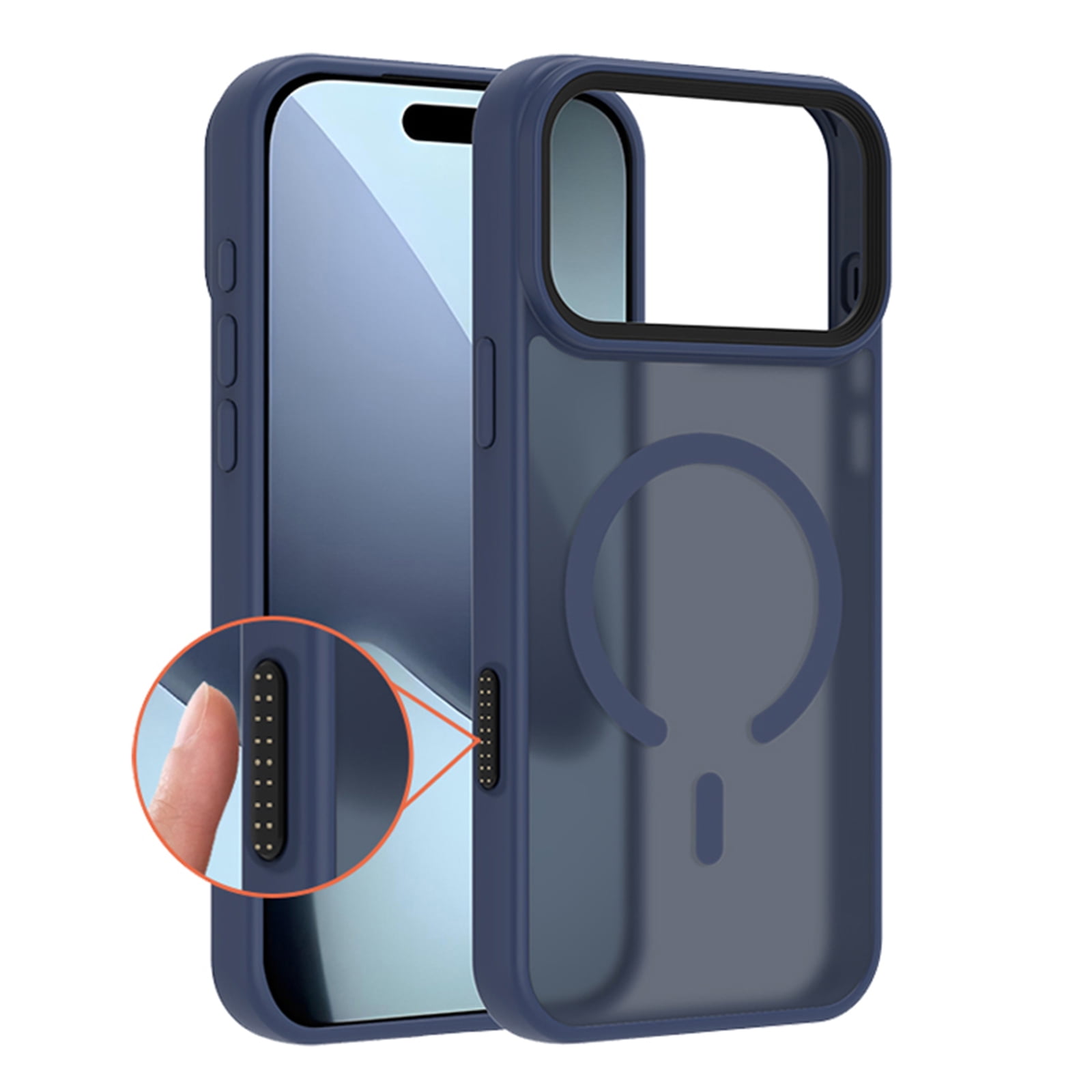 ELEHOLD For Apple iPhone Air Magnetic Protective Case, Magnetic Qi Charging Support Shock-Absorbent Anti-Scratch Lightweight Matte Non-Slip Case,Blue