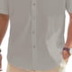 thumbnail image 4 of Blusa y camisa de manga corta con cuello vuelto para hombre, camisa de color liso con botones que se abre y se cierra, blusa de manga corta para hombre, 4 of 4