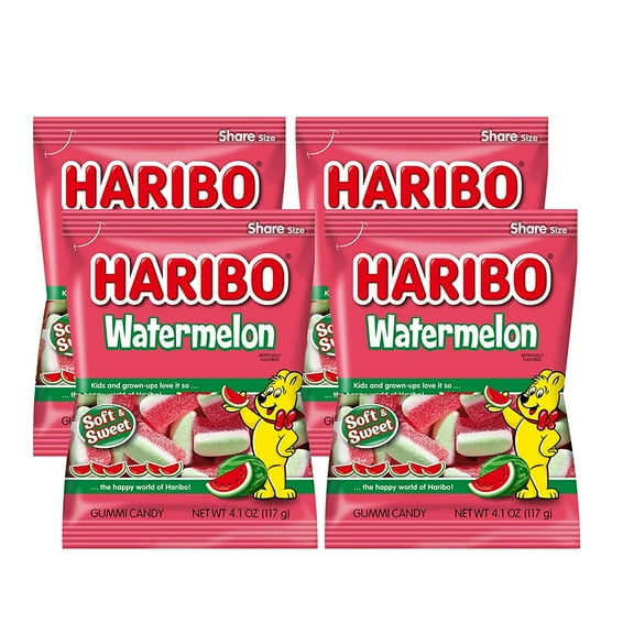(Pack of 4) Haribo Gummy Candy Series- Twenty Flavors to Choose- 4oz (Watermelon)