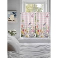 thumbnail image 3 of Wildflowers 2 Panel Kitchen Curtains for Windows, Spring Watercolor Tulip Floral Leaf Pink Plaid Bathroom Privacy Curtain, Home Décor Window Treatment for Bedroom/Living Room 55"x45", 3 of 6