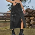 thumbnail image 4 of Spring's Coming Cargo Dress for Women,GaThRRgYP Women's Spring/Summer Denim Casual Wear Pocket Skirt Casual Mid Length Skirt, 4 of 6