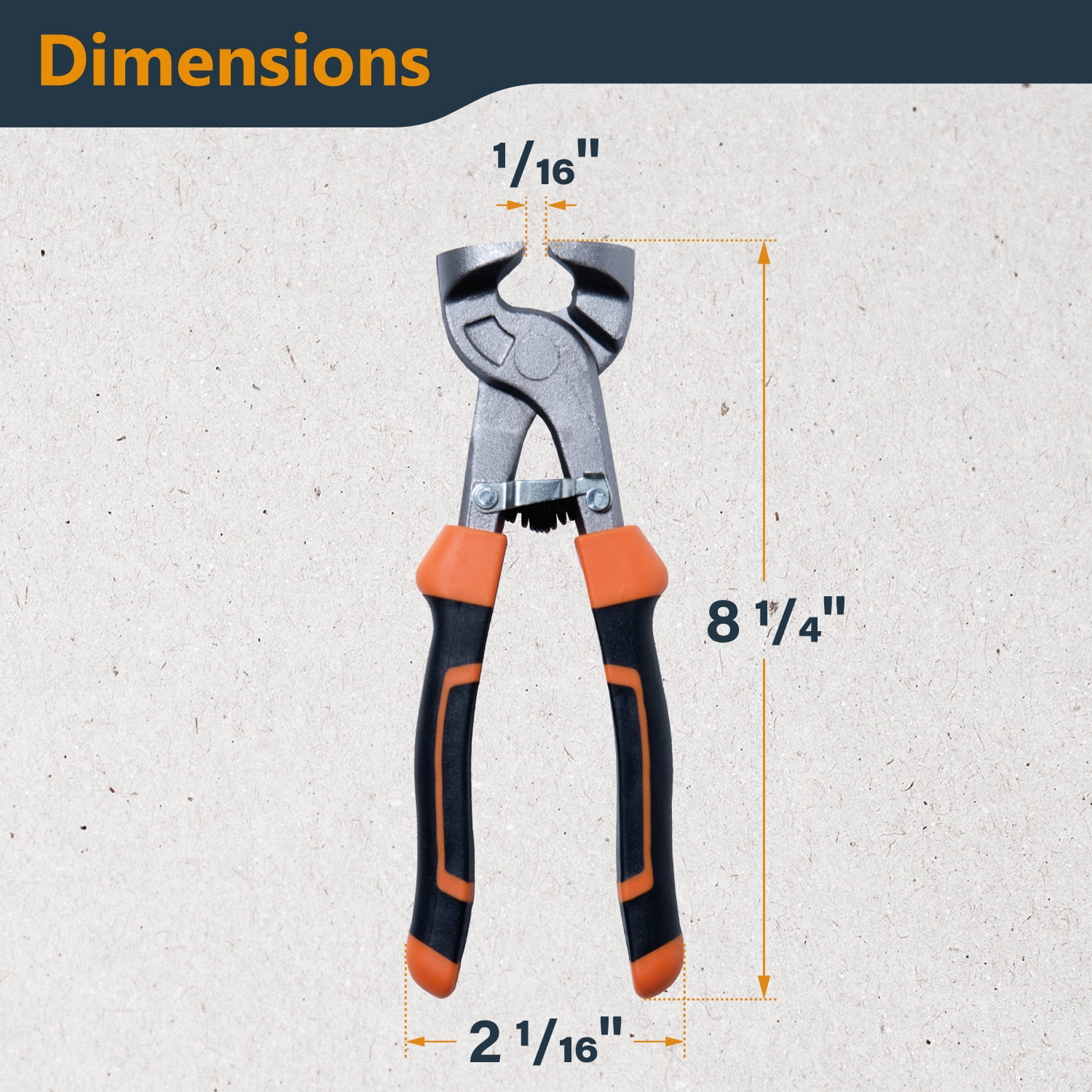 POWERTEC 8 inch Tile Nippers with Ergonomic Grip, for Trimming Tile and Mosaics to Desired Shape on Glass, Ceramic and Porcelain Tile up to 3/8" Thick (71900N)