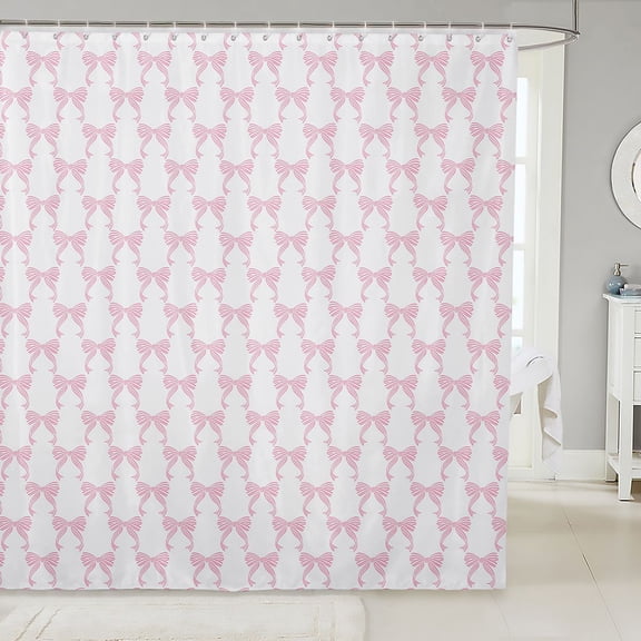 Manfei Minimalist Bow Shower Curtain 72Wx72L,Dreamy Princess Bowknot Bathroom Curtain