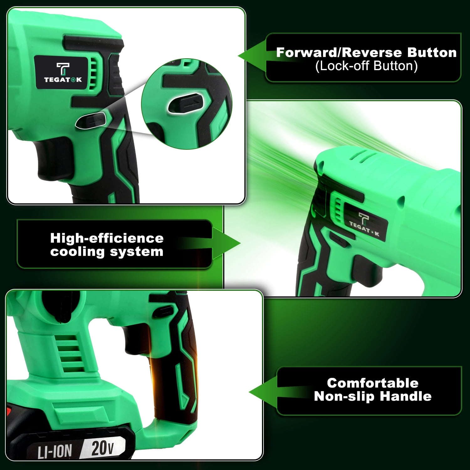 20V Cordless Electric Rotary Hammer Drill Impact Function for DIY Projects Battery-Powered Tool Stored