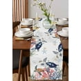thumbnail image 4 of ERUNPONLY Blue Sea Turtle Coastal Table Runner - 72 Inch Long Summer Beach Coral Shell Nautical Cotton Linen Blended Dress Scarves Farmhouse Table Runner for Kitchen Dining, Coffee Table, 13"x72", 4 of 8