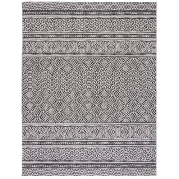 SAFAVIEH Courtyard Eric Geometric Indoor/Outdoor Area Rug, Black/Grey, 10' x 14'