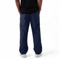 thumbnail image 5 of Cotton Linen Cargo Pants Men Casual Fashion Elastic Waist Drawstring Trousers Summer Relaxed Fit Lightweight Hiking Pants with Pockets Navy 2XL, 5 of 6