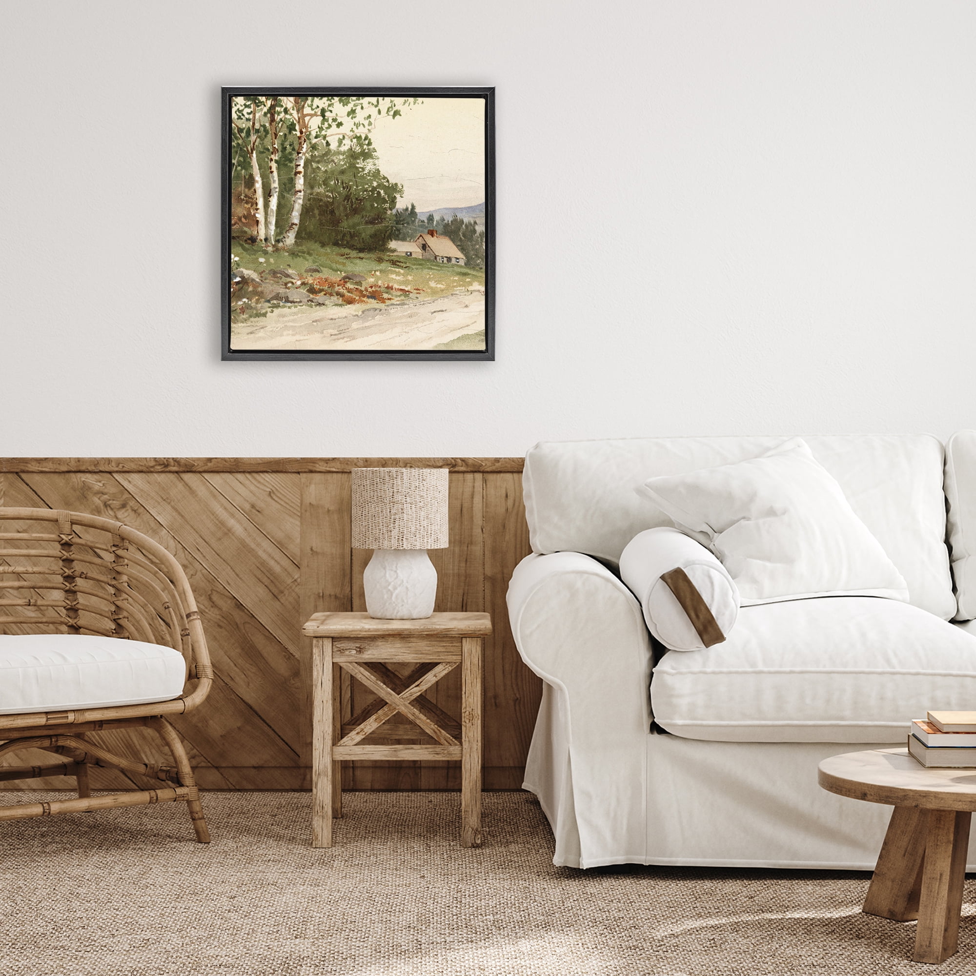 Stupell Industries Farm House Dirt Road Black Framed Floater Canvas Wall Art, design by Lula Bijoux & co.