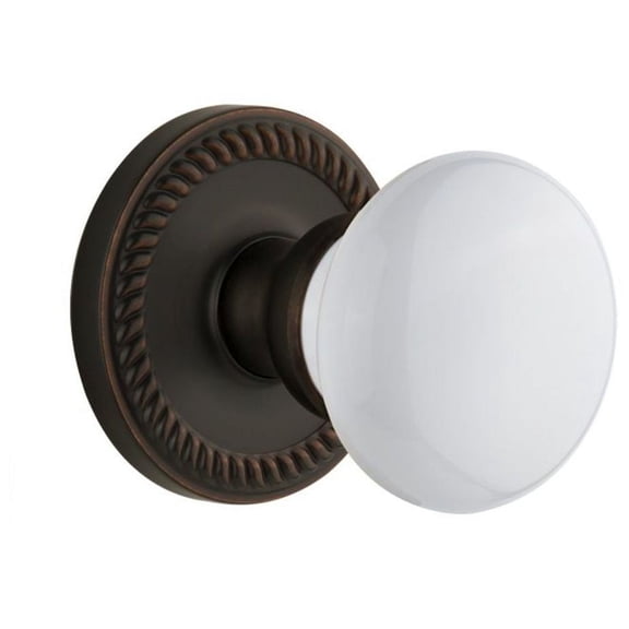 Grandeur Newhyd_Psg_234 Newport Solid Brass Rose Passage Door Knob Set - Bronze
