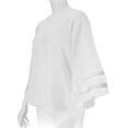 thumbnail image 3 of Blusa informal suelta de gasa con manga acampanada y cuello en V para mujer, blanco, L Inevent AP002431-11, 3 of 7