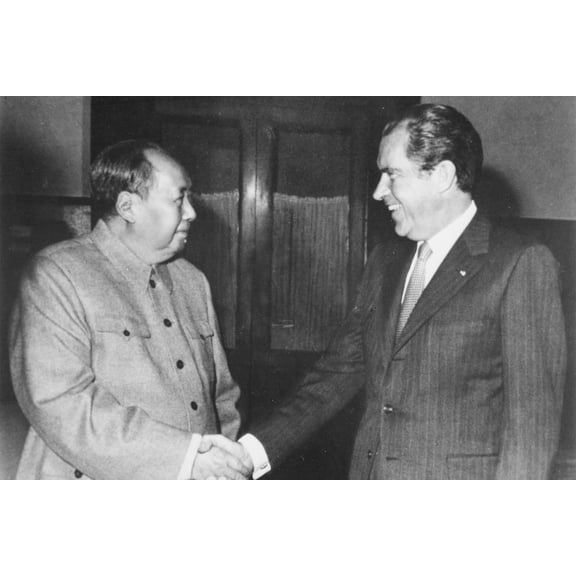 24x36 gallery poster, Mao greets U.S. President Richard Nixon during his visit to China in 1972