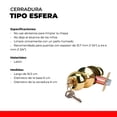 thumbnail image 2 of CERRADURA TIPO ESFERA RECAMARA LATON SANTUL 8573, 2 of 4