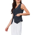 thumbnail image 4 of INSPIRE CHIC Women's Suit Vest Sleeveless U Neck Button Down Summer Business Casual Waistcoat Top S Dark Blue, 4 of 5