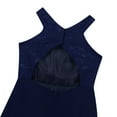 thumbnail image 5 of Jizyo Kids Girls Sleeveless Cutout Back Bridesmaid Dress Wedding Evening Party Prom Maxi Gown Halter Lace Chiffon Navy Blue 10, 5 of 6