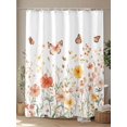 thumbnail image 4 of Shower Curtains Retro Flower Bath Curtain Watercolor Butterfly Waterproof Bathroom Shower Curtain Set with Hooks Decoration 36 x 72 Inches, 4 of 7