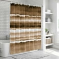 thumbnail image 5 of Brown Stripes Shower Curtain Set - Extra Long 72" x 96" Washable Bathtub Curtain with 12 Hooks, Country Watercolors Gradient Texture Waterproof Fabric Stall Shower Curtains for Bathroom Décor, 5 of 6